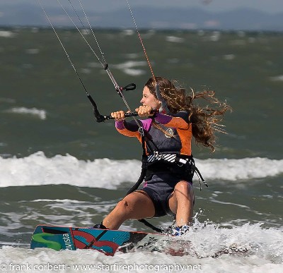 Gisela Pulido Kiteboarding on Punta Chame 