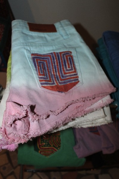 jean shorts embroidered by Cooperativa El Nido,Nido 